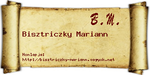Bisztriczky Mariann névjegykártya